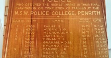 NSW Police College, Penrith. Police who obtained the highest marks in their final examination on completion of training at the NSW Police College, Penrith. 1947 - 1948