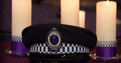 NSW Police cap, candles & Crest