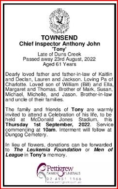 Anthony John TOWNSEND 03 - NSWPF 20978 - Died 23 August 2022