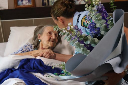 Burwood Police visiting Yvonne TUPMAN at her Nursing Home to help celebrate Yvonne's 105th birthday. 31 October 2025