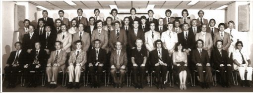 The Detectives Course No. 1 of 1980 Back Row:- B. E. Prebo; B. J. Molloy; J. M. Bacon; M. C. Randall; I. M. Ford; T. J. Cheers; W. C. Greenwood; E. Hreszczuk; J. L. May; C. C. McKenzie. Third Row:- P. Thomas; S. Allcorn; M. B. Brady; B. M. Batton; B. L. Campbell; J. G. Scott; M. C. Edgtton; N. K. Colefax; K. Tight; D. B. Thomas; J. A. Hall; S. McAnulty; G. K. Cone. Second Row:- J. R. Tate; C. J. Morley; P. M. Carmody; D. A. Green; G. J. Middleton; B. W. Bellis; S. C. Naylor; G. C. Farthing; R. J. Guyatt; R. E. McBride; M. J. Doughan; M. J. Bryant. Front Row:- W. Holovinsky; W. T. Mathes; D. P. Dillon (Director); P. J. Meehan (Instructor); L. P. Baker (Instructor); N. S. Gould (Deputy Director); R. G. McDonald (Director); A. W. Cater (Instructor); B. A. Melville (Instructor); L. S. Donaldson (Instructor); A. J. White; D. K. Robertson.