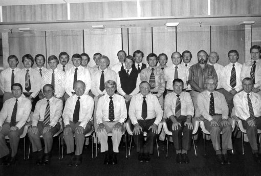 Fraud Squad, CIB, circa 1979. - from colin Dyson - 15 Oct 2021 (As best that I can remember) Back row: Rome Martin, Col Dyson, Bob Baker, Allen Turton, Andy Wallace, George McTaggart, Athol Edmunds, Doug Smith, Byron Shelley, Gary Phillips, Mark Hitchman, Bruce Taylor, Mick Newton, Bruce Lyons, Bruce Coates, Ron Shaw, Percy Carter, Graham Wheeler, John Cahill. Graeme Morgan. Front: John Lowe ( the Doctor ), Geoff Shelley, Rod Gibson, Allen Whittaker, Reg Hollis, Bruce Durham, Ron Armstrong, Laurie Queenan.