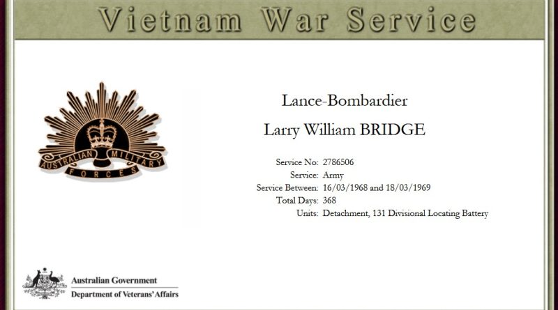 Larry William BRIDGE 01 - NSWPF 18169 - Died 9 Sept 2025