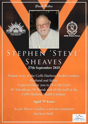 Stephen Bruce SHEAVES 01 - NSWPF 11500 - Died 27 Sept 2025