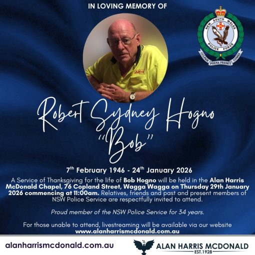 Robert Sydney HOGNO 01 - NSWPF 11857 - Died 24 Jan 2026