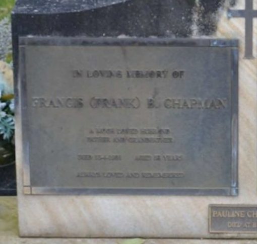 Francis Bede CHAPMAN 02A - NSWPF 8089 - Died 1991