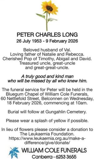 Peter Charles LONG 03 - NSWPF 15688 - Died 9 Feb 2026