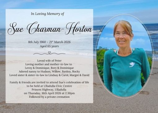 Susan Margaret CHARMAN-HORTON 01 - NSWPF 24910 - Died 21 March 2026
