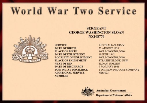 George Washington SLOAN 01 - NSWPF 6281 - Died 28 April 1985