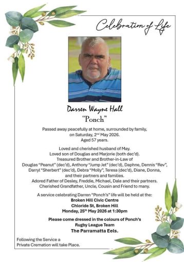Darren Wayne HALL 01 - NSWPF 9222778 - Died 2 May 2026