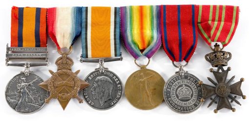 War service medals and Scottish Police Medal awarded to Sergeant James Johnstone Walsh, 1902-1919 