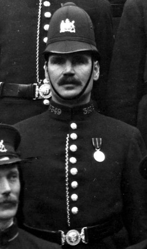 PC 349 B Edwin Adselt, a contemporary of James WALSH in Gayfield Square wearing the 1911 Coronation ( Scottish Police ) Medal.