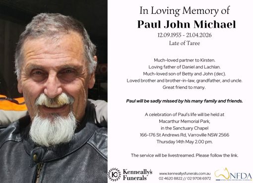 Paul John MICHAEL 02 - NSWPF 16561 - Died 21 April 2026