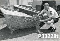https://trove.nla.gov.au/work/248810678?keyword=%22BARRY%20WHARTON%22 Sgt. Barry Wharton and the barnacle covered aluminium dinghy found off Bass Point, more than 1200km from Mackay, where it was lost five months earlier. 22 November 1984