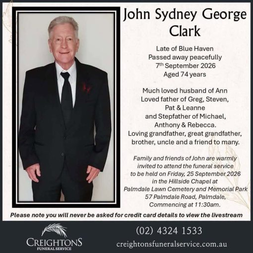 John Sydney George CLARK 01 - NSWPF 15363 - Died 7 Sept 2026